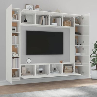 vidaXL Ensemble de meubles TV 8 pcs Blanc brillant Bois d'ingénierie