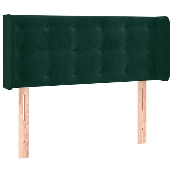 vidaXL T&ecirc;te de lit avec oreilles Vert fonc&eacute; 93x16x78/88 cm Velours