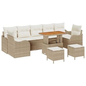 vidaXL Ensemble de canap&eacute; de jardin 10 pcs Beige polyrotin