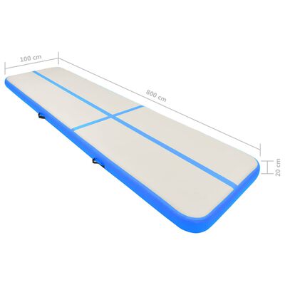 vidaXL Tapis gonflable de gymnastique avec pompe 800x100x20cm PVC Bleu