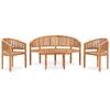 vidaXL Salon de jardin 4 pcs en forme de banane Bois de teck solide