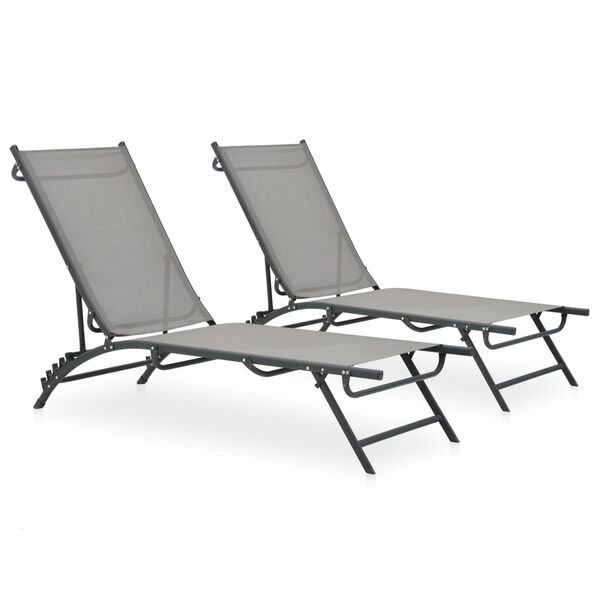 vidaXL Chaises longues lot de 2 Textil&egrave;ne et acier