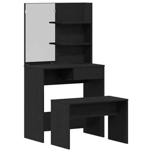 vidaXL Ensemble de Coiffeuse 2 pc Ch&ecirc;ne noir 74,5 x 40 x 141 cm