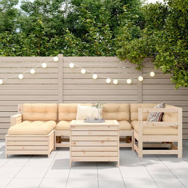 vidaXL Salon de jardin 7 pcs bois de pin massif