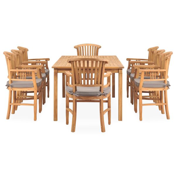 vidaXL Ensemble &agrave; manger de jardin 9pcs avec coussins bois teck solide