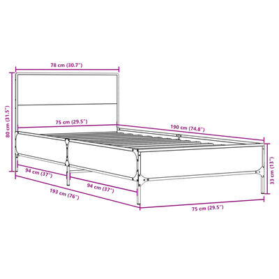 vidaXL Cadre de lit sans matelas chêne sonoma 75x190 cm