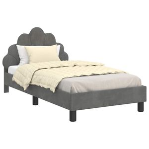 vidaXL Cadre de lit pour enfants avec t&ecirc;te de lit Gris fonc&eacute; Velours