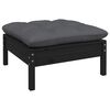 vidaXL Salon de jardin 9 pcs avec coussins Noir Bois de pin