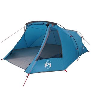vidaXL Tente Tunnel 3 Personnes 3 personne Bleu et gris
