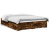vidaXL Cadre de lit avec tiroirs sans matelas ch&ecirc;ne fum&eacute; 150x200 cm