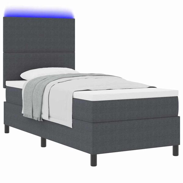 vidaXL Lit &agrave; ressort LED Gris fonc&eacute; et blanc 100 x 200 cm