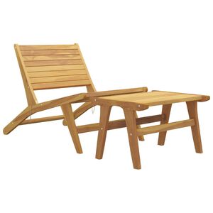 vidaXL Chaise de jardin avec repose-pieds Bois de teck solide