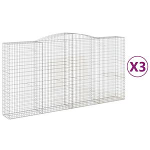 vidaXL Paniers &agrave; gabions arqu&eacute;s 3 pcs 400x50x200/220 cm Fer galvanis&eacute;