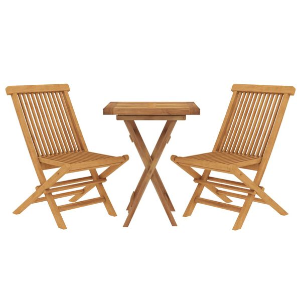 vidaXL Ensemble &agrave; manger de jardin 3 pcs Bois de teck massif