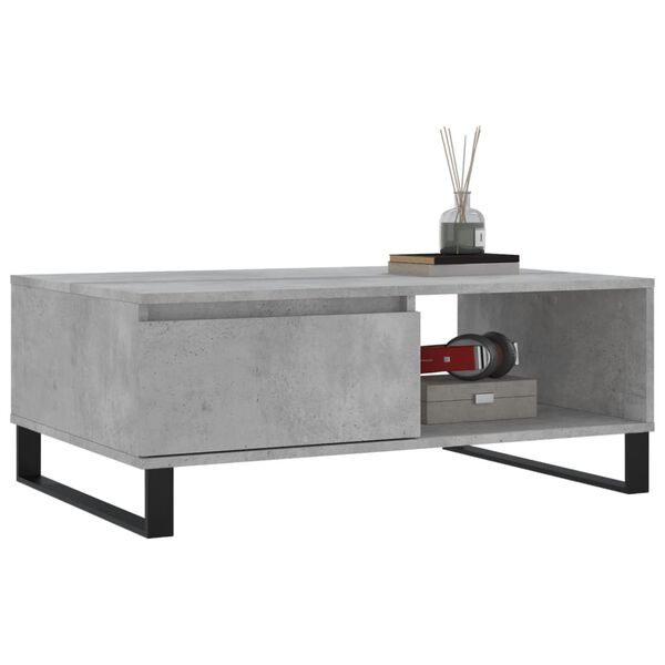 vidaXL Table basse gris b&eacute;ton 90x60x35 cm bois d'ing&eacute;nierie