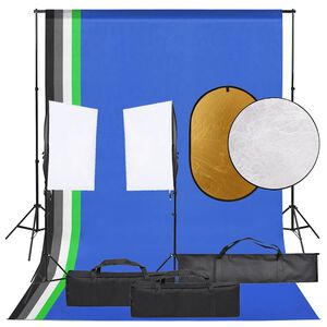 vidaXL Kit de studio photo avec &eacute;clairage toile de fond et r&eacute;flecteur