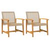 vidaXL Chaises de jardin lot de 2 beige r&eacute;sine tress&eacute;e bois d&rsquo;acacia