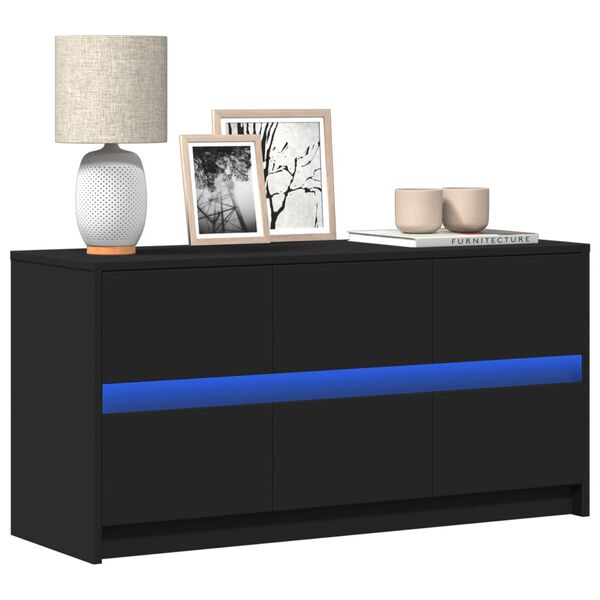 vidaXL Meuble TV avec LED noir 100x34x50 cm bois d'ing&eacute;nierie