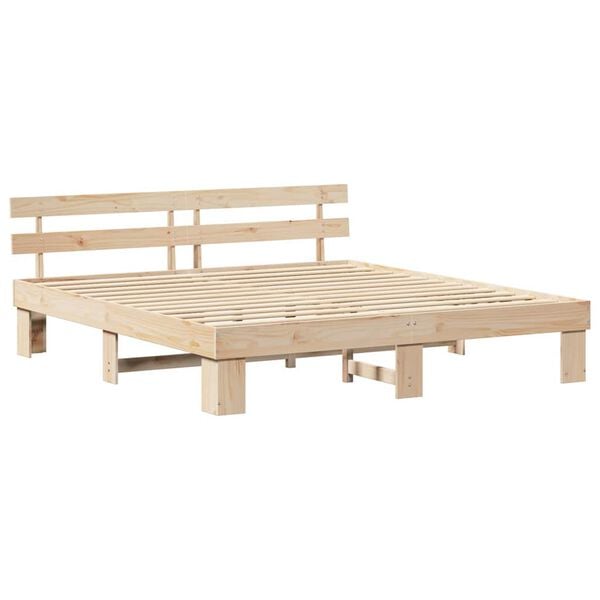vidaXL Cadre de lit avec t&ecirc;te de lit Naturel 180 x 200 cm Pin massif