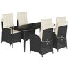 vidaXL Ensemble &agrave; manger de jardin coussins 5pcs Noir R&eacute;sine tress&eacute;e