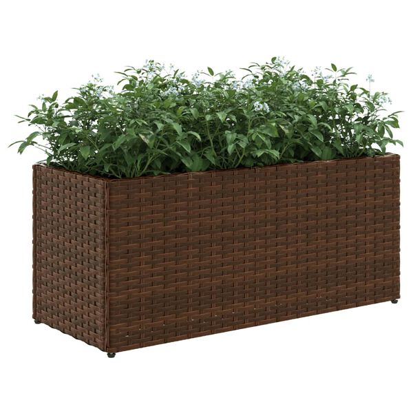vidaXL Jardini&egrave;re avec 2 pots marron 72x30x32 cm r&eacute;sine tress&eacute;e
