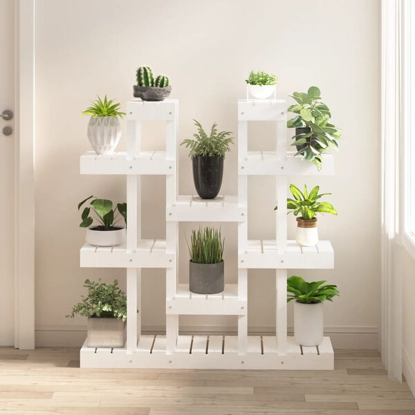 vidaXL Support &agrave; plantes Blanc 104,5x25x109,5 cm Bois massif de pin