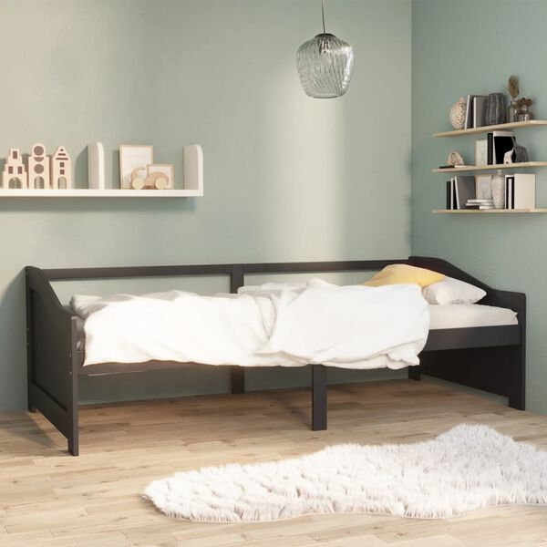 vidaXL Lit de repos 3 places sans matelas Gris fonc&eacute; 90x200 cm