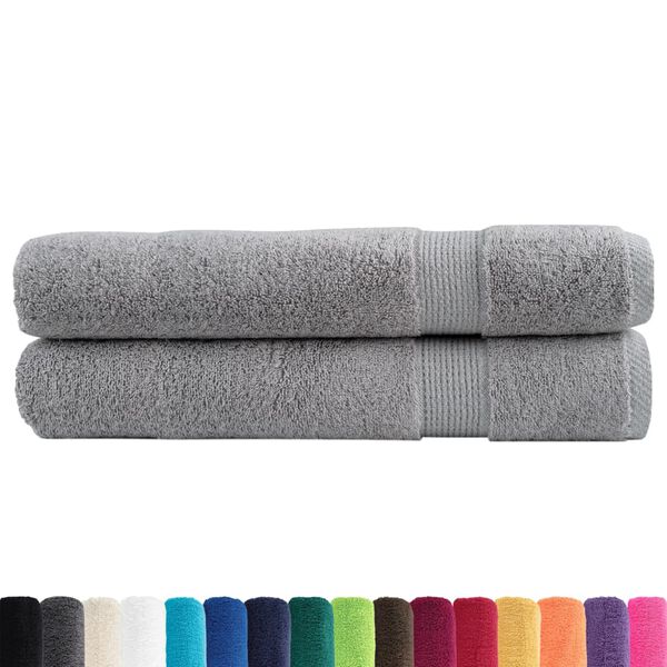 vidaXL Serviettes de sauna de qualit&eacute; sup&eacute;rieure SOLUND 2 pcs gris