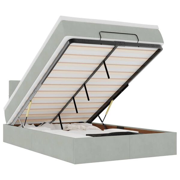 vidaXL Lit ottoman avec matelas et LED gris clair 120x190cm velours