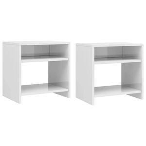 vidaXL Tables de chevet 2pcs Blanc brillant 40x30x40cm bois ing&eacute;nierie