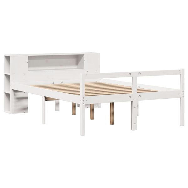vidaXL Lit biblioth&egrave;que sans matelas blanc 140x190 cm bois pin massif