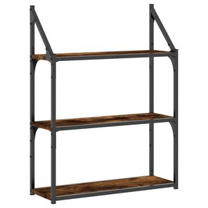 vidaXL &Eacute;tag&egrave;re murale 3 niveaux ch&ecirc;ne fum&eacute; 60x21x78,5 cm
