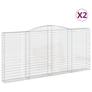 vidaXL Paniers &agrave; gabions arqu&eacute;s 2 pcs 400x30x180/200 cm Fer galvanis&eacute;