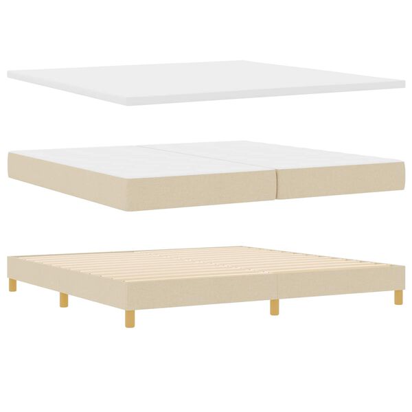 vidaXL Lit &agrave; ressorts avec matelas Cr&egrave;me 200 x 200 cm Polyester