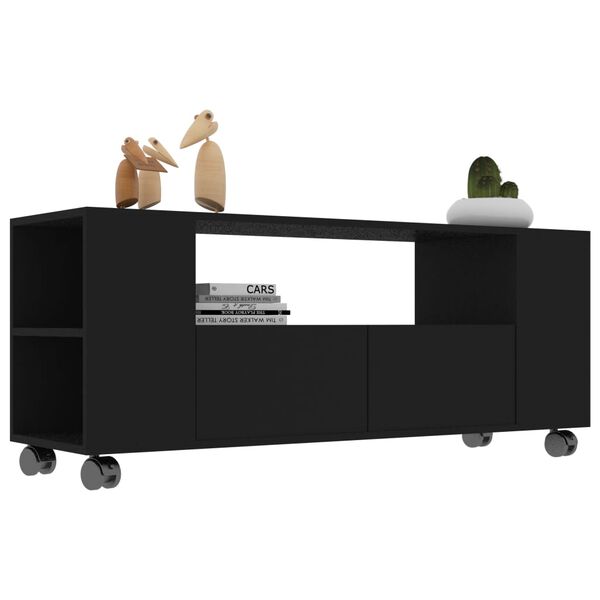vidaXL Meuble TV Noir 120x35x48 cm Bois d'ing&eacute;nierie
