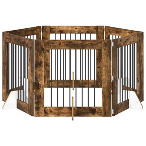 vidaXL Portillon pour chien avec supports 6 pcs Ch&ecirc;ne fum&eacute; 80 x 80 cm
