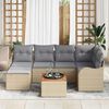 vidaXL Ensemble de canap&eacute; de jardin 7 pcs Beige Poly rotin