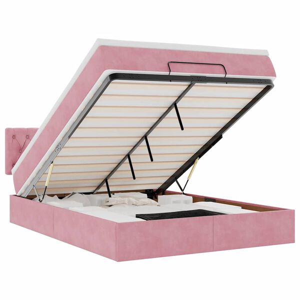 VidaXL Cadre de lit ottoman avec matelas rose 140x200 cm velours
