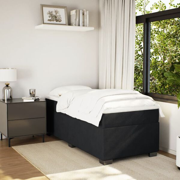 vidaXL Sommier &agrave; lattes de lit et matelas Noir 80x200 cm Velours