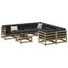 vidaXL Salon de jardin 9 pcs avec coussins bois de pin impr&eacute;gn&eacute;