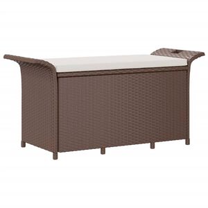vidaXL Banc de jardin avec coussin marron 116x46x57 cm r&eacute;sine tress&eacute;e