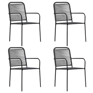 vidaXL Chaises de jardin lot de 4 Corde en coton et acier Noir