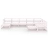 vidaXL Salon de jardin 9 pcs Blanc Bois de pin massif