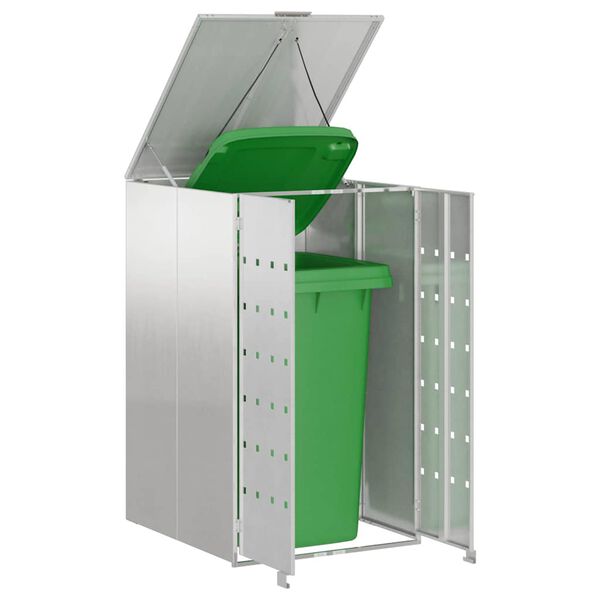 vidaXL Stockage de Poubelle &agrave; Roulettes avec Couvercle &agrave; Gaz Relevable pour Poubelle de 240L