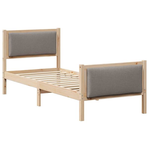 vidaXL Cadre de lit avec t&ecirc;te de lit Taupe 75 x 190 cm tissu