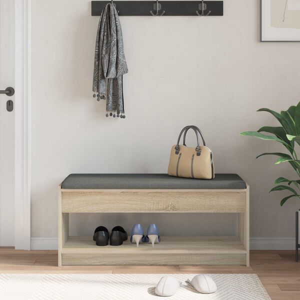 vidaXL Banc d'entr&eacute;e avec coussin Ch&ecirc;ne Sonoma 103 x 38 x 45 cm