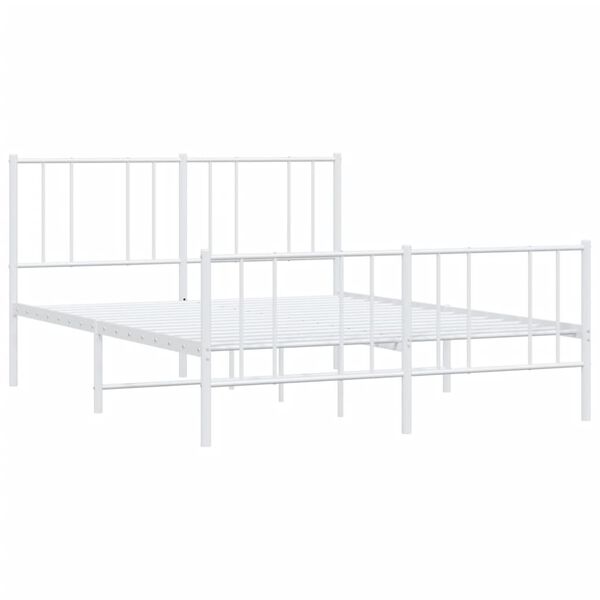 vidaXL Cadre de lit m&eacute;tal sans matelas et pied de lit blanc 120x190 cm