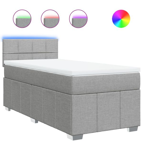 vidaXL Sommier &agrave; lattes de lit avec matelas gris clair 80x200 cm tissu