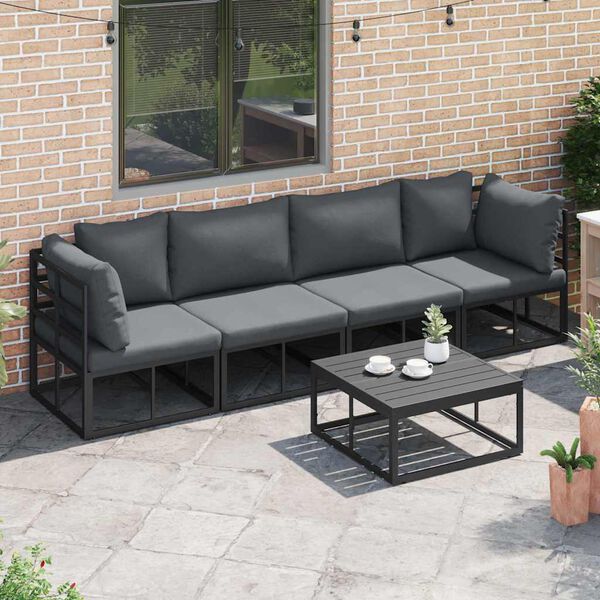 vidaXL Ensemble de canap&eacute; de jardin 5 pcs Noir M&eacute;tal