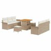 vidaXL Ensemble de canap&eacute; de jardin avec coussin 9 pcs Beige polyrotin